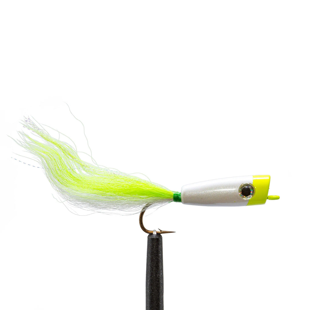 Chartreuse / White Saltwater Popper  | Jackson Hole Fly Company