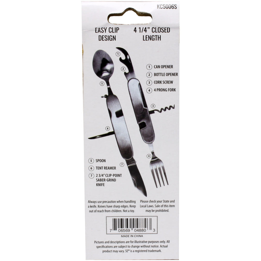 Knife Fork Spoon Combo Utility Tool with Can &amp; Bottle Opener