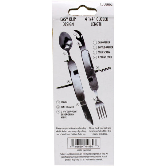 Knife Fork Spoon Combo Utility Tool with Can &amp; Bottle Opener