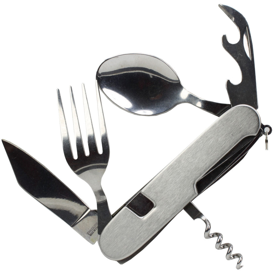 Knife Fork Spoon Combo Utility Tool with Can &amp; Bottle Opener