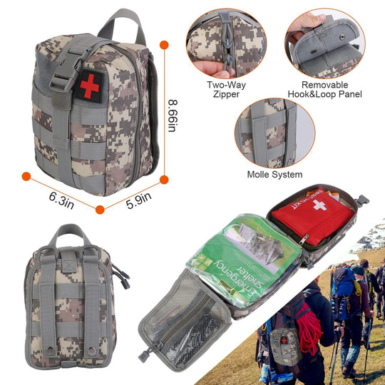 125Pcs Survival Kit for Outdoor Adventures - Professional Emergency Gear &amp; Tactical First Aid Supplies for Camping, Hiking, and Hunting