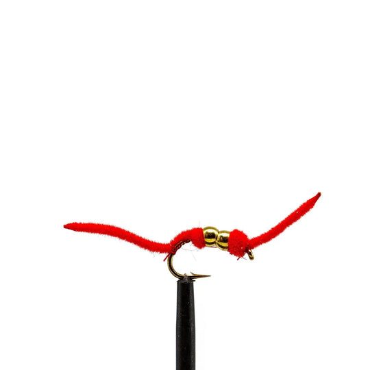 Double Bead Ultra Worm Fluorescent Red - Flies, Worms | Jackson Hole Fly Company