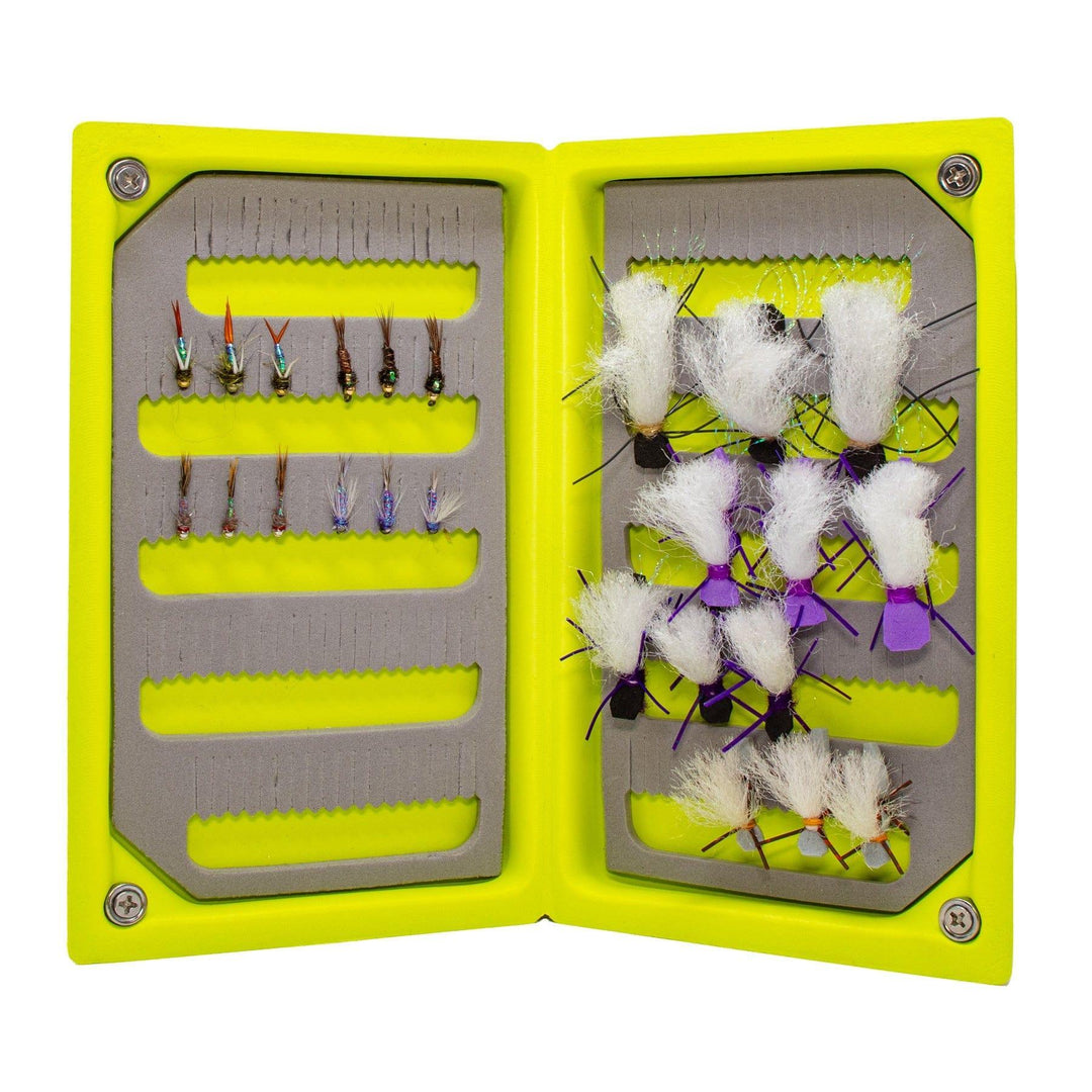 Jackson Hole Fly Company JHFLYCO Hopper/ Dropper Box with 50m Spool of 4X Fluoroflex Tippet Chartreuse Fly Boxes