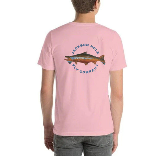Piper Nunn & JHFLYCO Teton Brown Trout Logo T-shirt - apparel, artist collaboration, cotton short sleeve t, logo wear, logowear, merchandise, PiperNunn, POD, shirts, t-shirt | Jackson Hole Fly Company