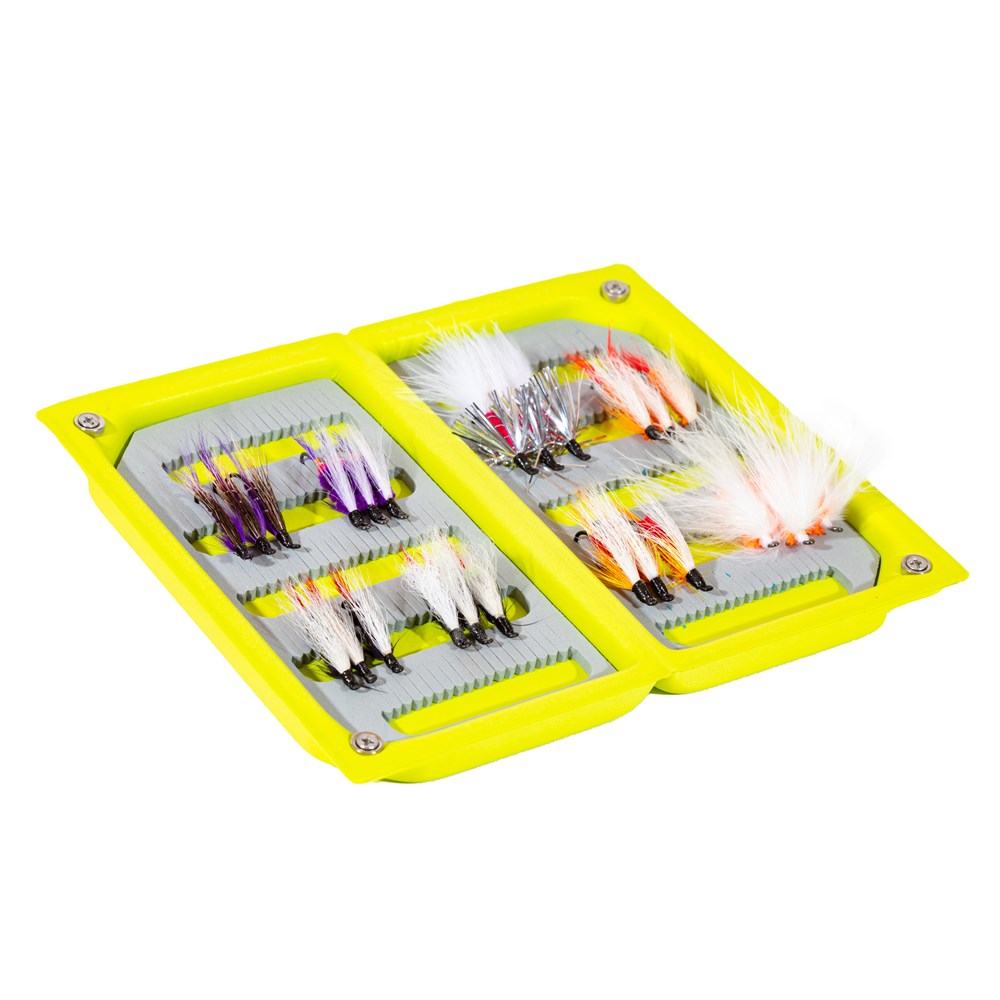 JHFLYCO Salmon Fly Box - accessories, assorted fly box, fly boxes, loaded fly box, Loaded Foam Fly Box, salmon flies, spey | Jackson Hole Fly Company