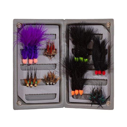 JHFLYCO Steelhead Fly Box - accessories, assorted fly box, fly boxes, loaded fly box, Loaded Foam Fly Box, spey, steelhead | Jackson Hole Fly Company