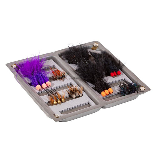 JHFLYCO Steelhead Fly Box - accessories, assorted fly box, fly boxes, loaded fly box, Loaded Foam Fly Box, spey, steelhead | Jackson Hole Fly Company