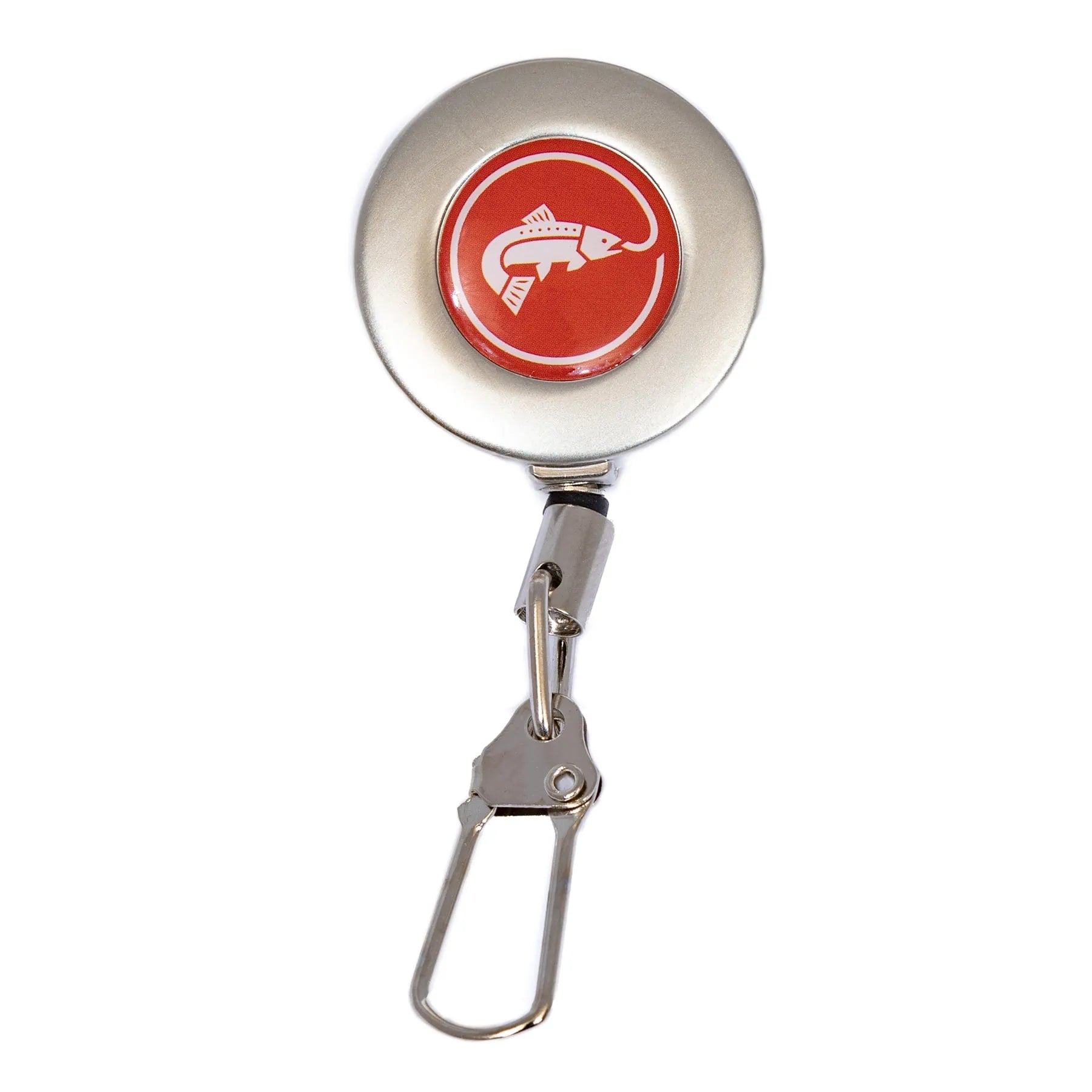 JHFLYCO Brushed Nickel Fly Fishing Zinger – Carabiner or Pin-On