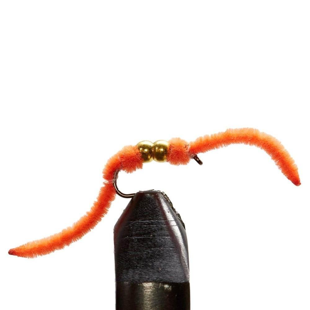 Double Bead Ultra Worm Fluorescent Orange - Flies, Worms | Jackson Hole Fly Company