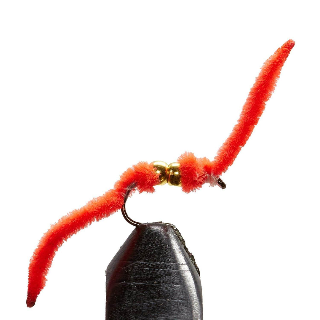 Double Bead Ultra Worm Fluorescent Red - Flies, Worms | Jackson Hole Fly Company