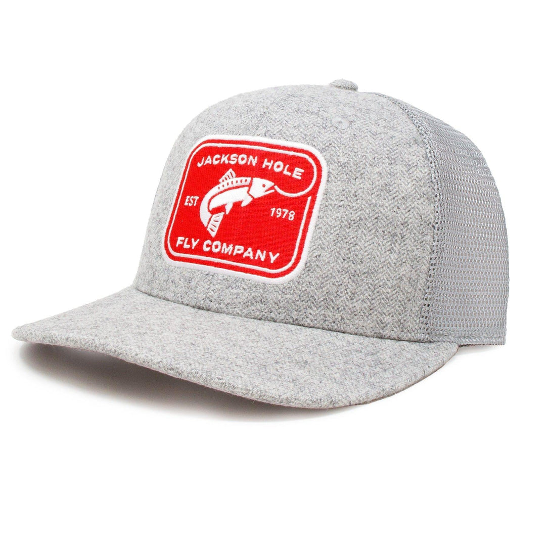 Jackson Hole Fly Company High Crown Ball Cap - Rectangle Logo Adjustable / Grey Herringbone Ball Cap