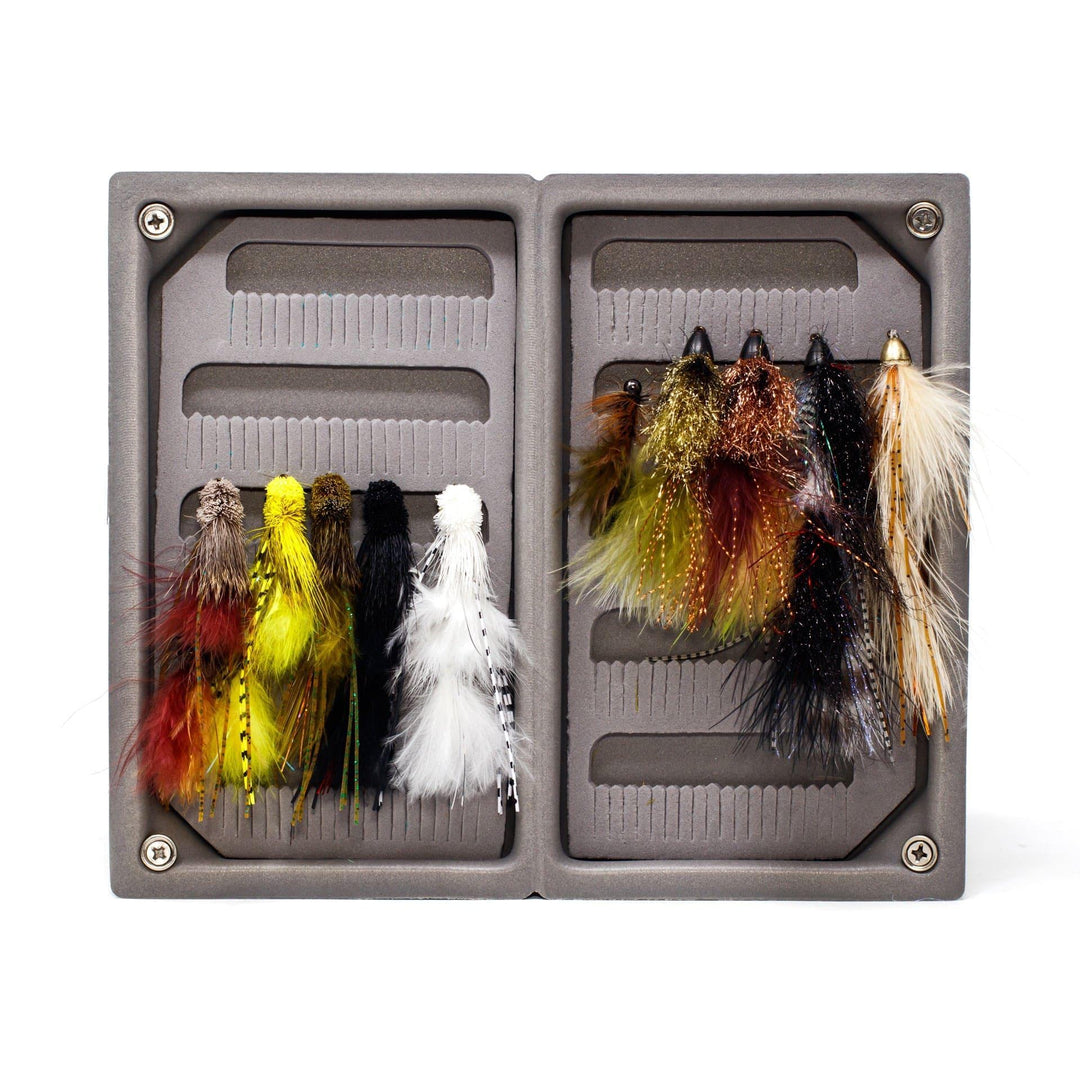 JHFLYCO Assorted Medium Streamer Box - accessories, articulated, assorted fly box, fly boxes, Loaded Foam Fly Box, streamers, trout streamers | Jackson Hole Fly Company