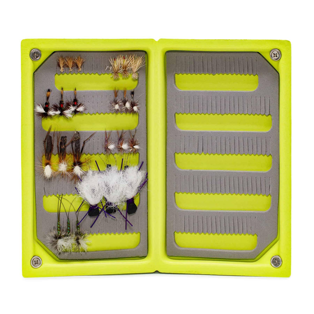 JHFLYCO Standard Dry Fly Box - accessories, assorted fly box, dry flies, fly boxes, Loaded Foam Fly Box | Jackson Hole Fly Company