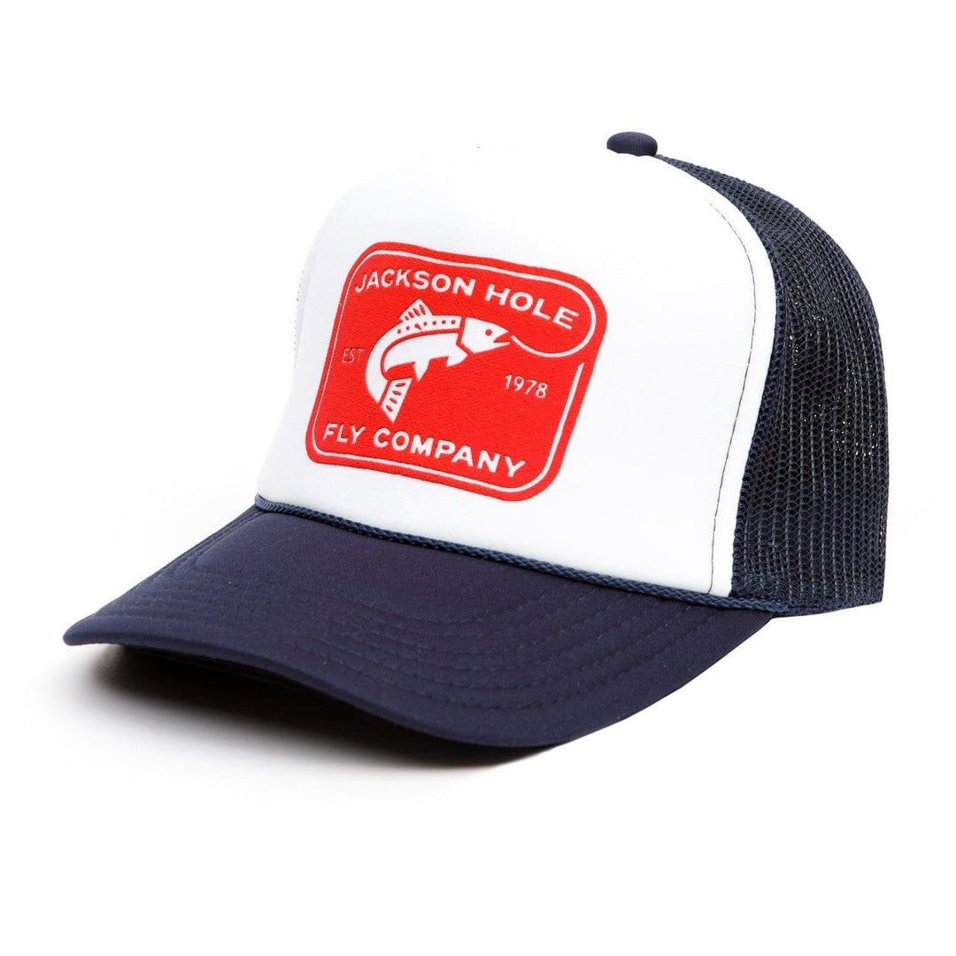 JHFLYCO Foam Trucker Cap - Rectangle Logo - apparel, ball cap mesh back, Hat, Hats, Otto, trucker | Jackson Hole Fly Company